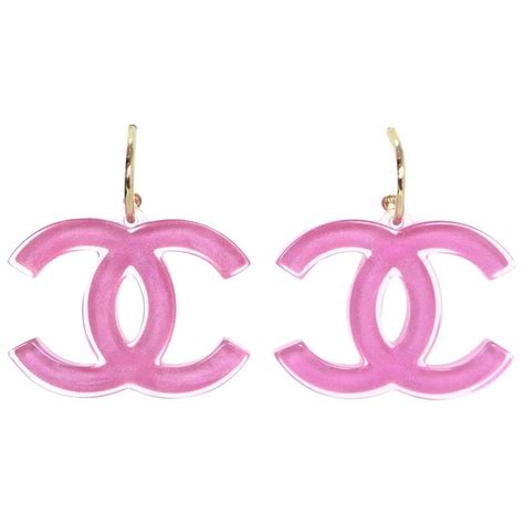 large pink acrylic earring chanel|small chanel diamond earrings.